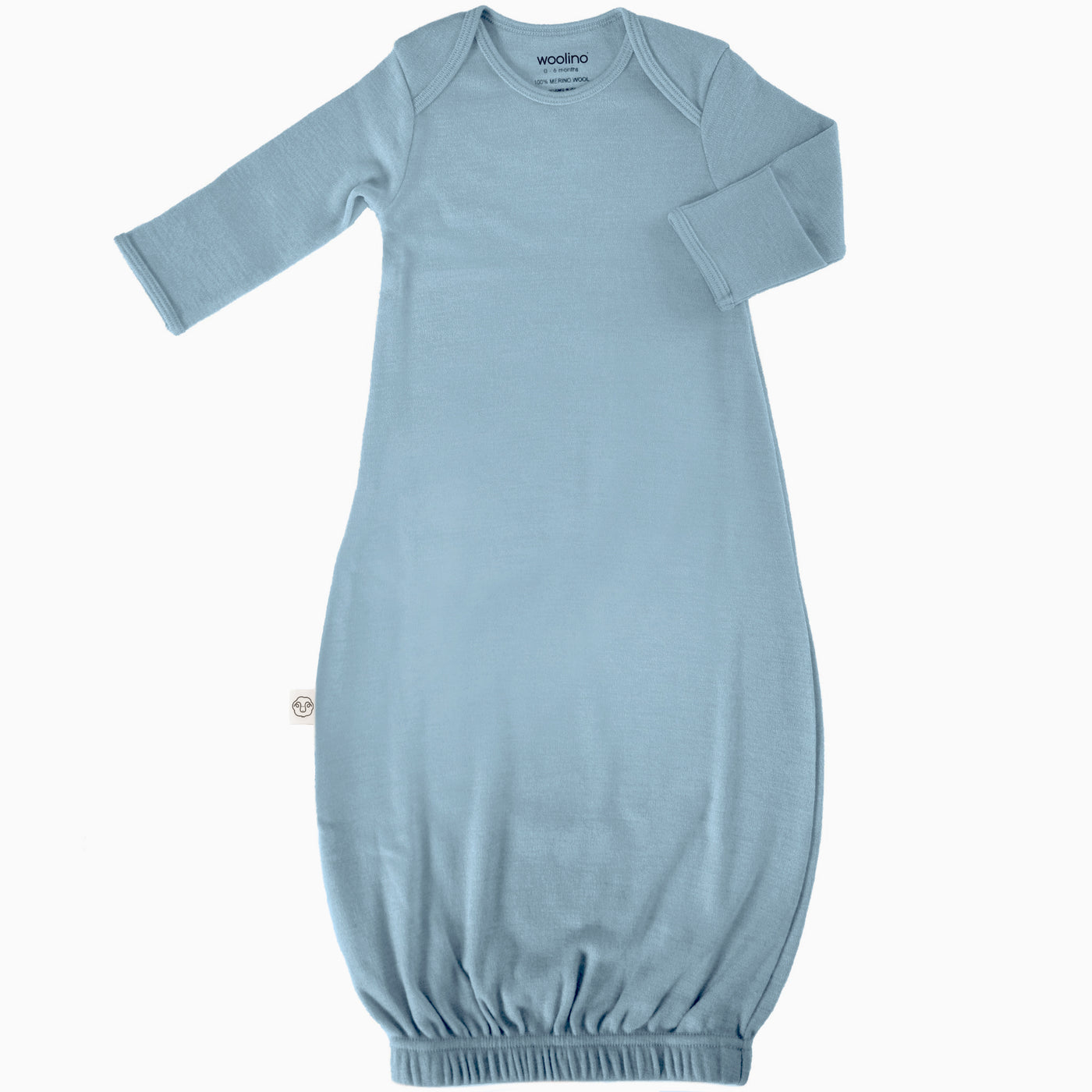 Baby Gown, Merino Wool, 0-6 Months, Blue