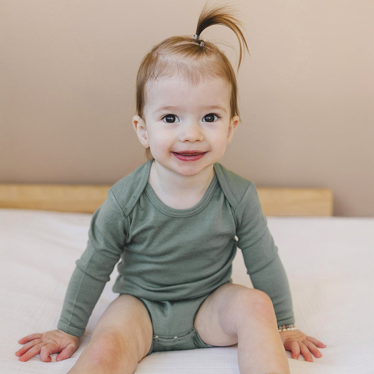 Baby Bodysuit, Long Sleeve, Merino Wool, Sage