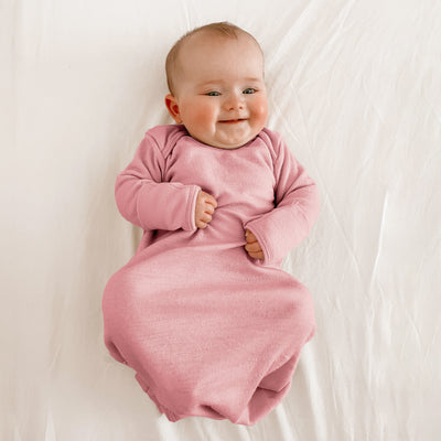 Baby Gown, Merino Wool, 0-6 Months, Blush