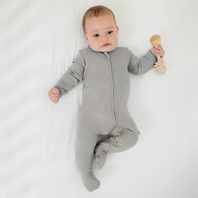 Footie Pajamas, Merino Wool, Dove