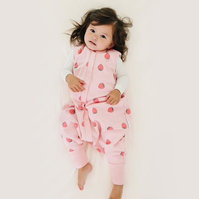 4 Season® Baby Sleep Bag with Feet, Merino Wool & Organic Cotton, Strawberry