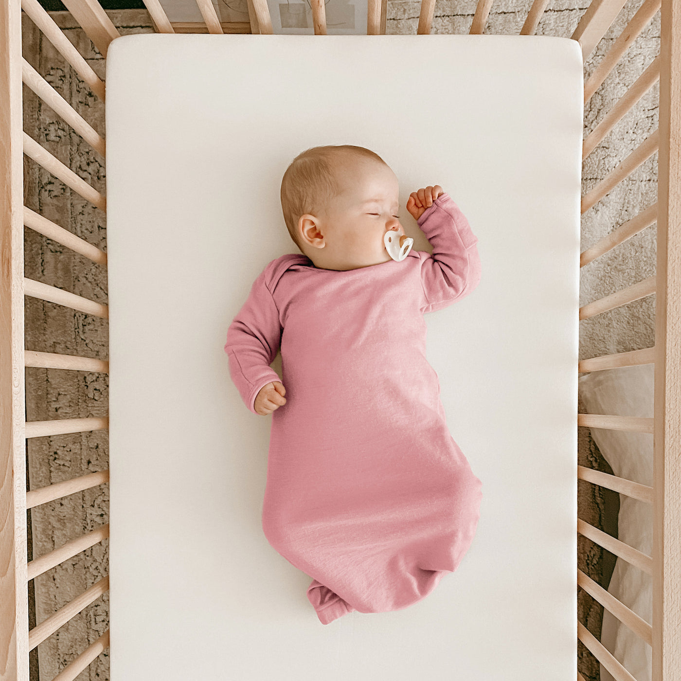Baby Gown, Merino Wool, 0-6 Months, Blush