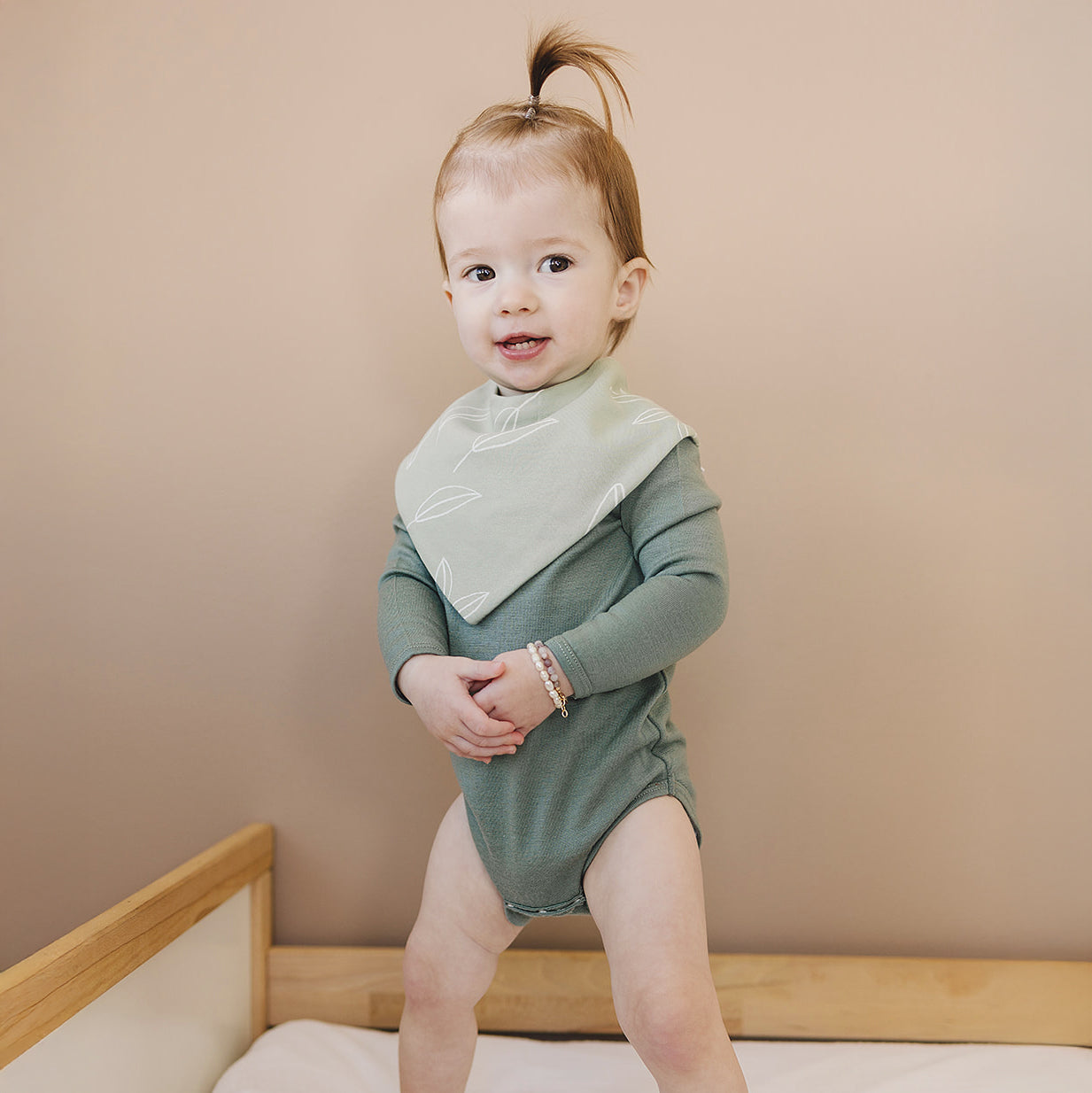 Baby Bodysuit, Long Sleeve, Merino Wool, Sage
