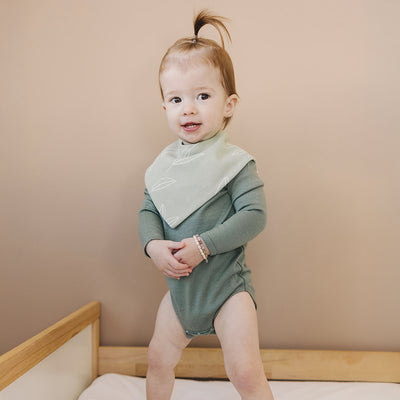 Baby Bodysuit, Long Sleeve, Merino Wool, Sage
