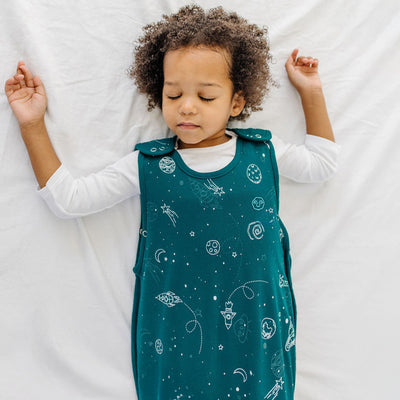 4 Season® Big Kid Sleep Bag, Merino Wool & Organic Cotton, 4 - 6 Years, Space - GLOW IN THE DARK