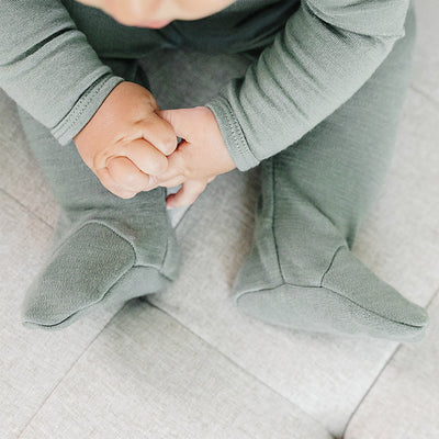 Baby Footed Pants, Merino Wool, Sage