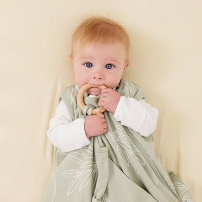 Lovey, Merino Wool and Organic Cotton with Removable Teething Ring, Sage
