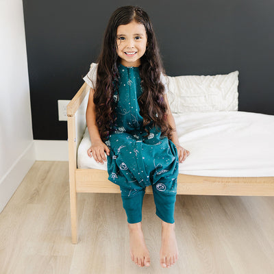 4 Season® Baby Sleep Bag with Feet, Merino Wool & Organic Cotton, Space - GLOW IN THE DARK