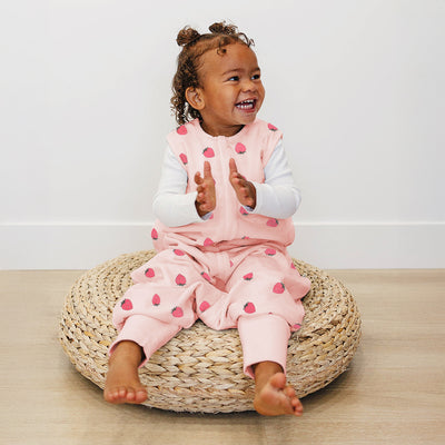 4 Season® Baby Sleep Bag with Feet, Merino Wool & Organic Cotton, Strawberry