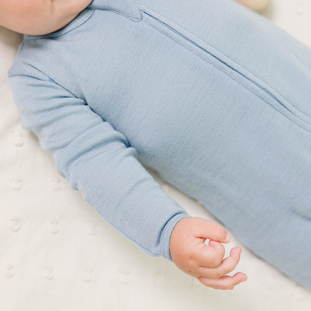 Footie Pajamas, Merino Wool, Blue