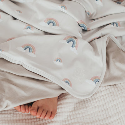 Toddler Blanket, 4 Season® Merino Wool & Organic Cotton Blanket, 52.5" x 40", Rainbow