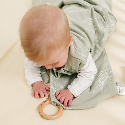 Lovey, Merino Wool and Organic Cotton with Removable Teething Ring, Sage