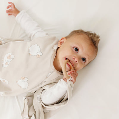 Lovey, Merino Wool and Organic Cotton with Removable Teething Ring, Sheep