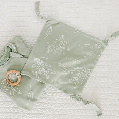 Lovey, Merino Wool and Organic Cotton with Removable Teething Ring, Sage