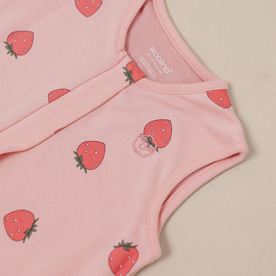 4 Season® Baby Sleep Bag with Feet, Merino Wool & Organic Cotton, Strawberry
