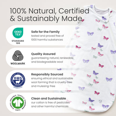 4 Season® Classic Baby Sleeping Bag, Merino Wool & Organic Cotton, Sage