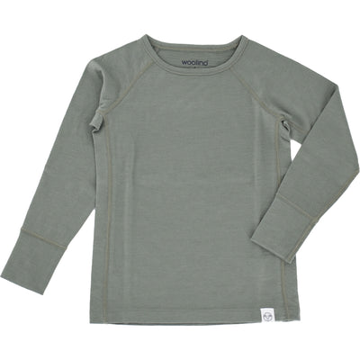 Kids Merino Wool Base Layer, Long Sleeve Top, Sage