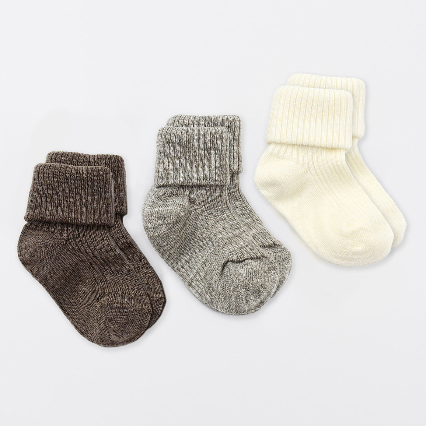 Wool Socks, Baby and Toddler, Brown-Gray & White