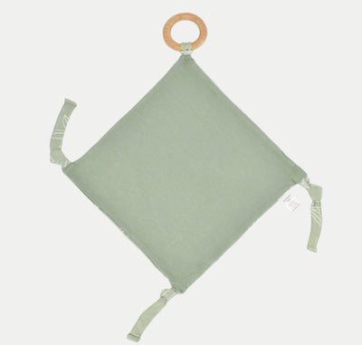 Lovey, Merino Wool and Organic Cotton with Removable Teething Ring, Sage