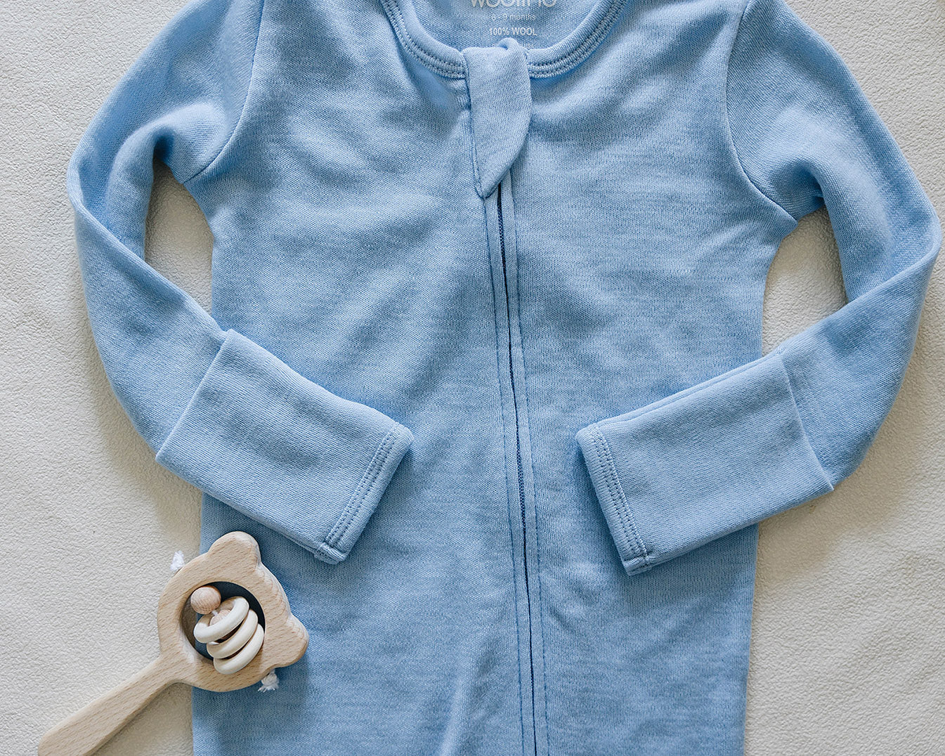 Footie Pajamas, Merino Wool, Blue