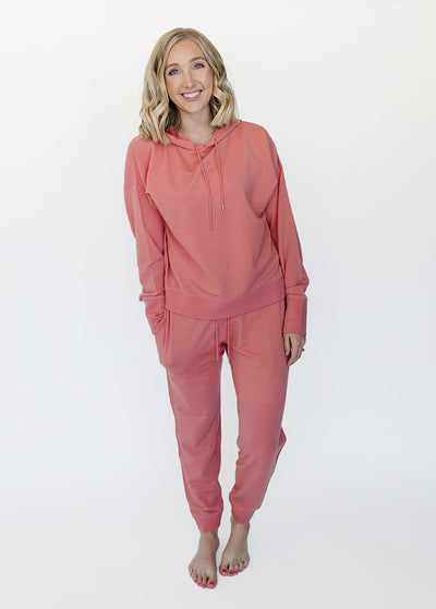 Women's Merino Wool Hoodie, Dusty Rose