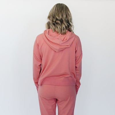 Women's Merino Wool Hoodie, Dusty Rose