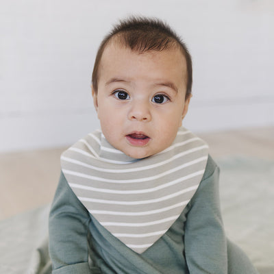 Bandana Bib Set, Merino Wool & Organic Cotton, Set of 2, Birch Gray