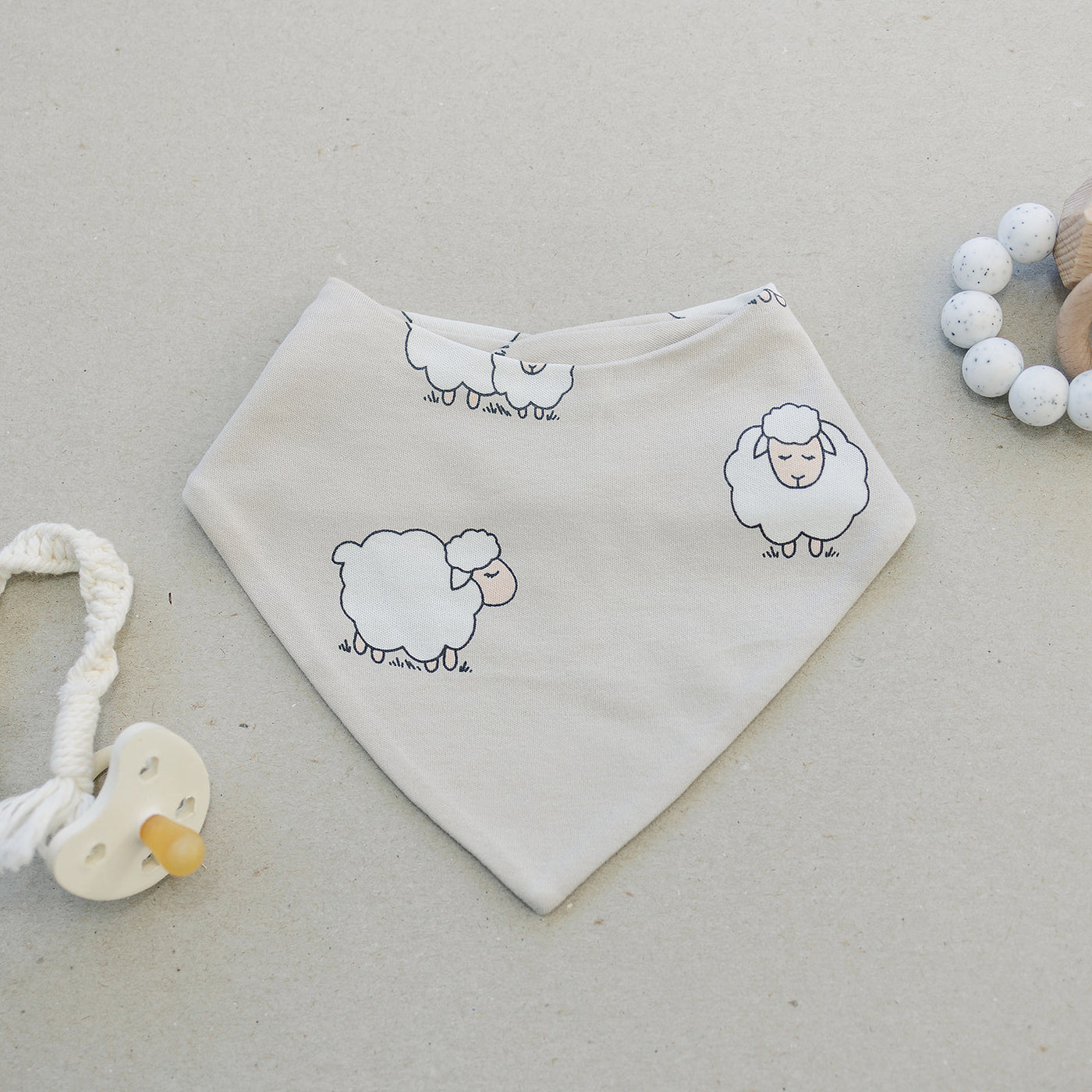 Bandana Bib Set, Merino Wool & Organic Cotton, Set of 2, Sheep