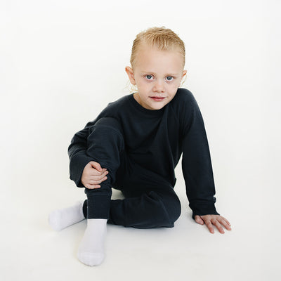 Kids Merino Wool Crew Neck Sweatshirt, Blueberry