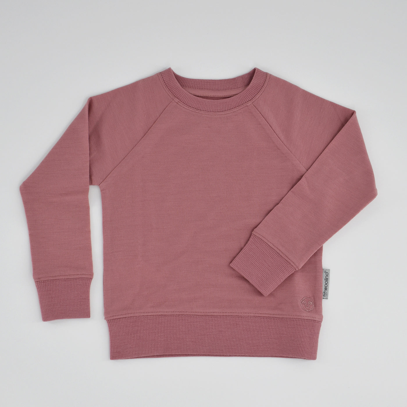 Kids Merino Wool Crew Neck Sweatshirt, Mauve Pink