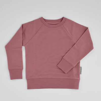 Kids Merino Wool Crew Neck Sweatshirt, Mauve Pink