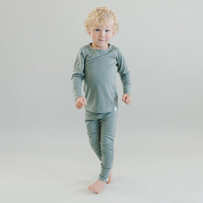 Kids Merino Wool Base Layer, Leggings, Sage