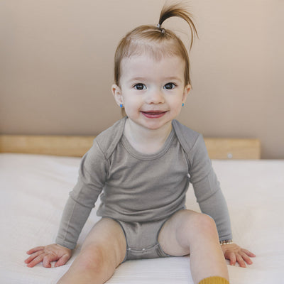 Baby Bodysuit, Long Sleeve, Merino Wool, Dove