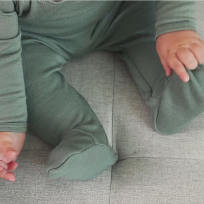 Baby Footed Pants, Merino Wool, Sage