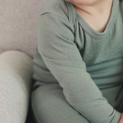 Baby Bodysuit, Long Sleeve, Merino Wool, Sage