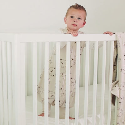 4 Season® Baby Sleep Bag with Feet, Merino Wool & Organic Cotton, Teddy Bear