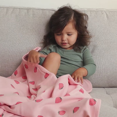 Toddler Blanket, 4 Season® Merino Wool & Organic Cotton Blanket, 52.5" x 40", Strawberry