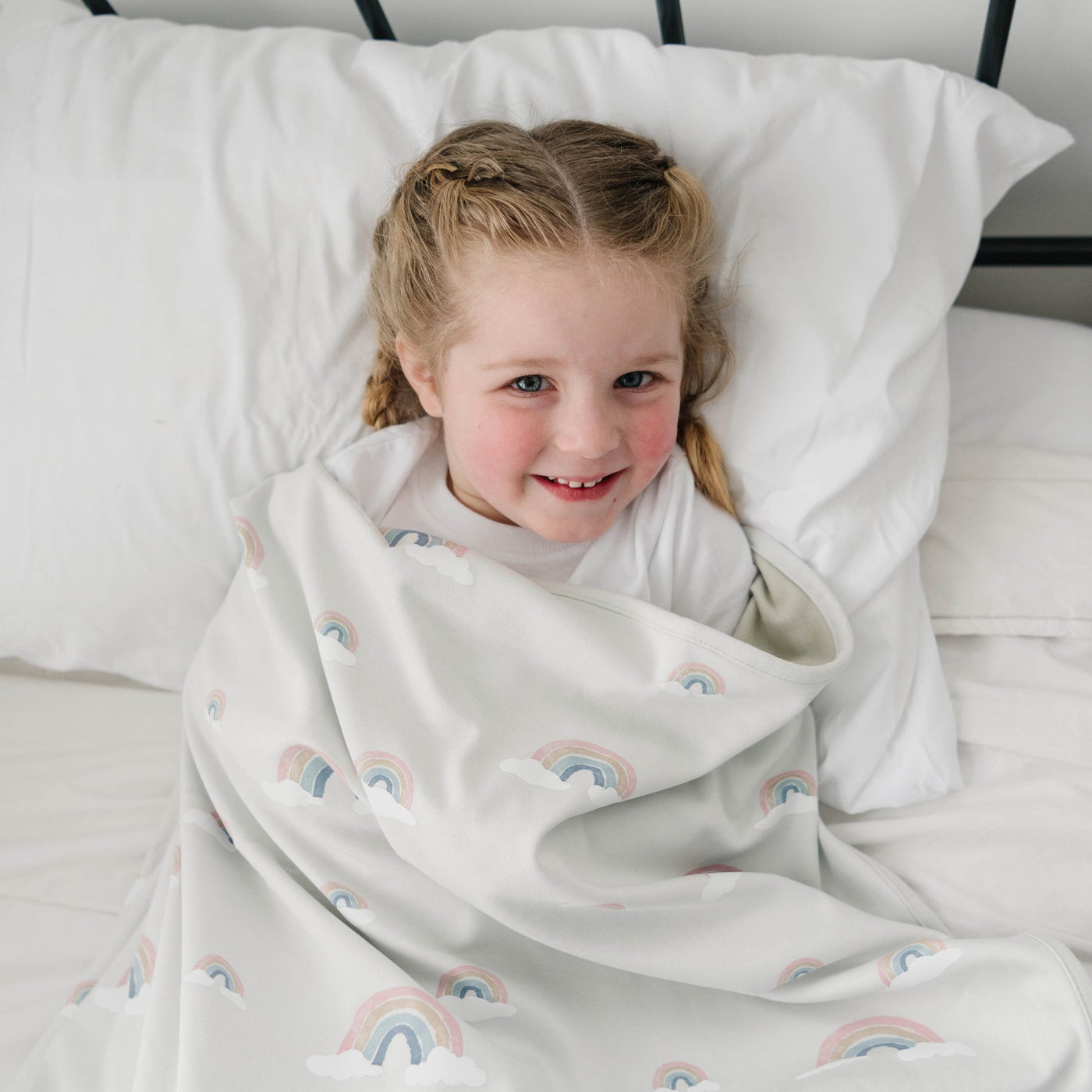 Toddler Blanket, 4 Season® Merino Wool & Organic Cotton Blanket, 52.5" x 40", Rainbow